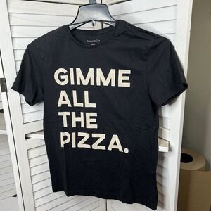 Reserved Women's "Gimme All The Pizza" Black T-shirt Size Small EUC